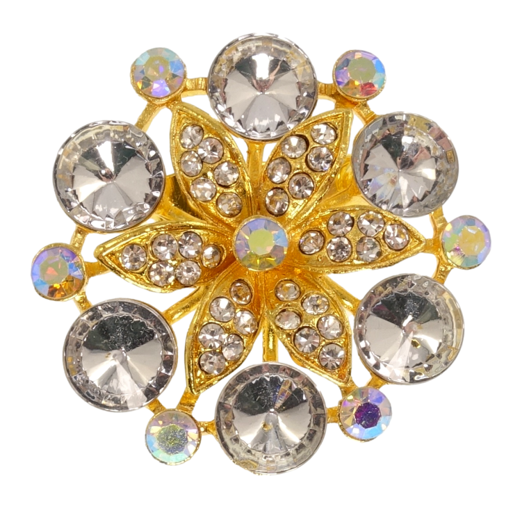 Брошь Снежинка с белыми стразами фото №5