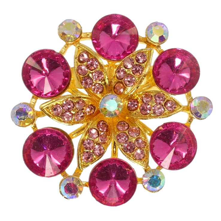 Брошь Снежинка с розовыми стразами фото №19
