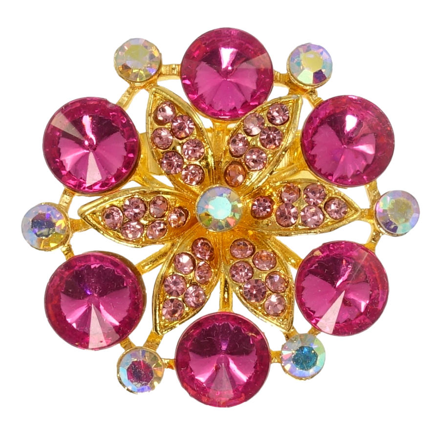 Брошь Снежинка с розовыми стразами фото №1