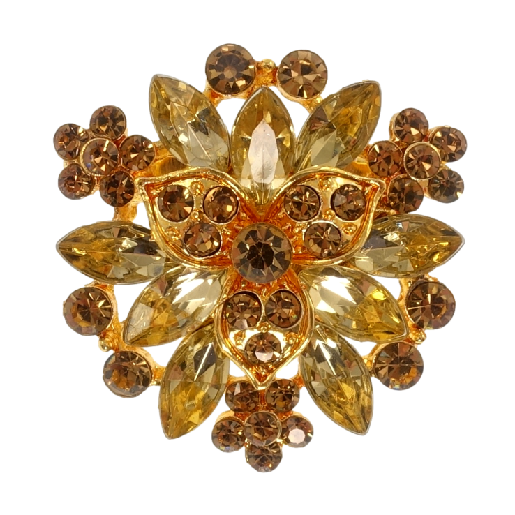 Брошь Снежинка с коричневыми стразами фото №2