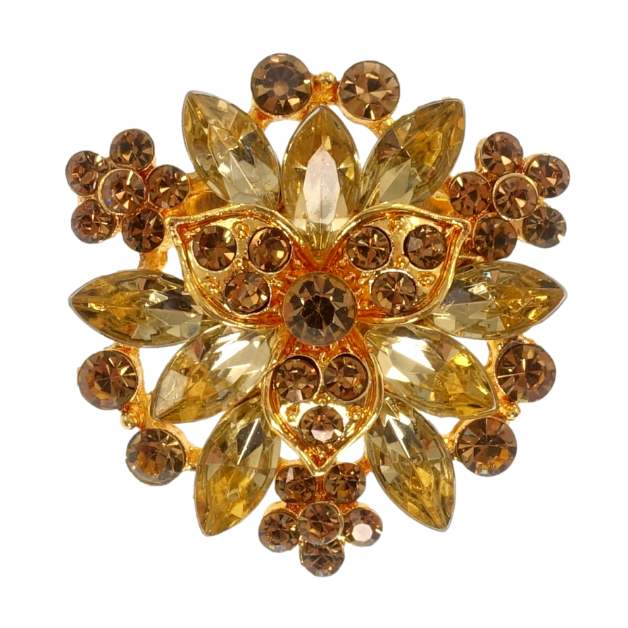 Брошь Снежинка с коричневыми стразами фото №1