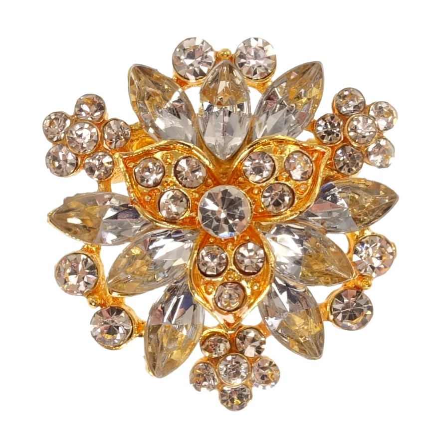 Брошь Снежинка с белыми стразами фото №1