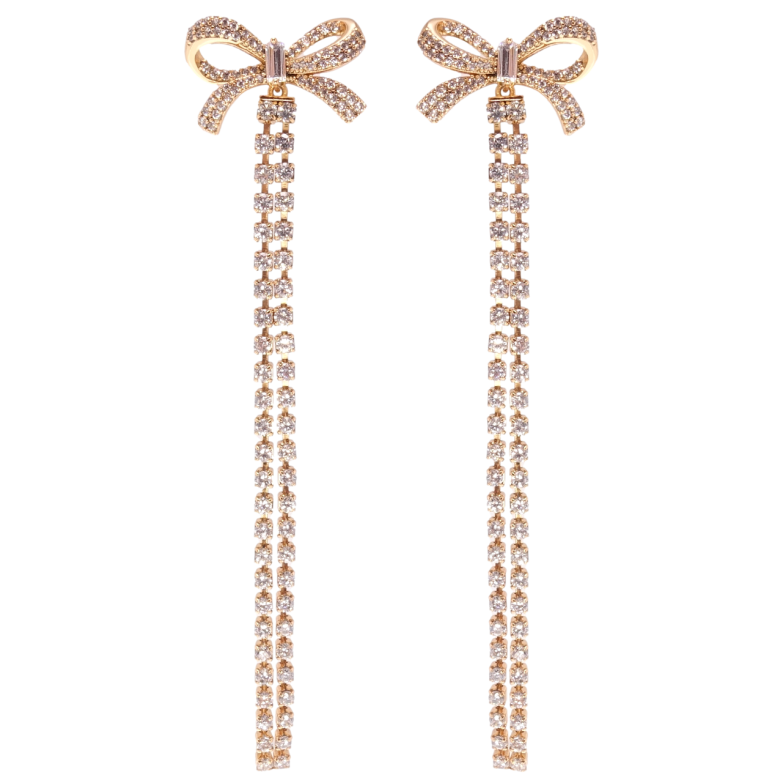 Серьги Xuping Позолота 18K пусеты Бантики с дорожками циркония фото №1