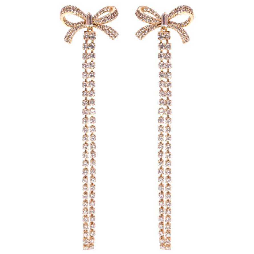 Серьги Xuping Позолота 18K пусеты Бантики с дорожками циркония фото №1