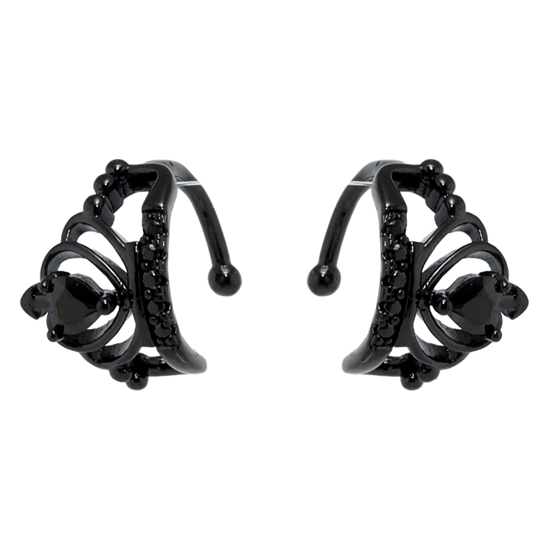 Сережки Xuping Позолота Black (чорне золото) Сердечки з фіанітом фото №1