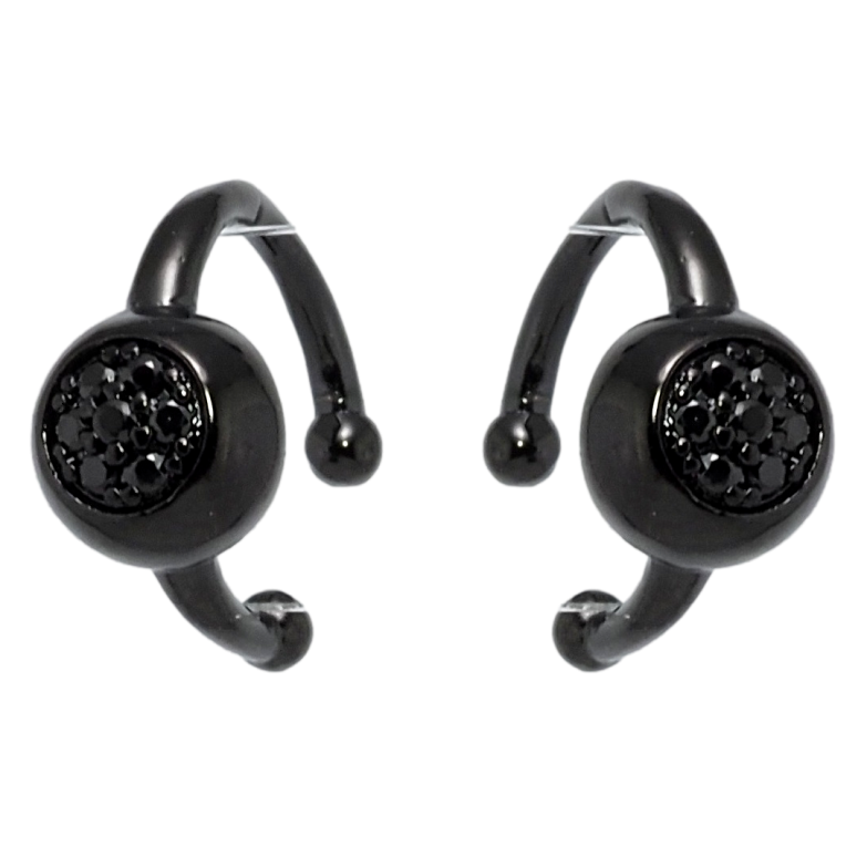 Сережки Xuping Позолота Black (чорне золото) кафи Кругі з цирконієм фото №1 Сережки Xuping Позолота Black (чорне золото) кафи Кругі з цирконієм фото №1