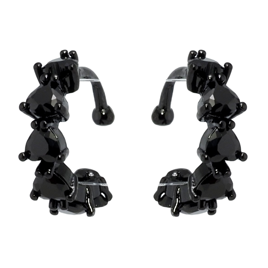 Сережки Xuping Позолота Black (чорне золото) Сердечки з фіанітами фото №1