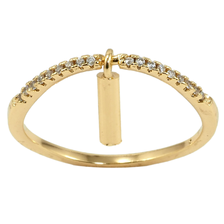 Каблучка Xuping Позолота 18K Доріжка цирконію з підвіскою циліндр фото №9 Каблучка Xuping Позолота 18K Доріжка цирконію з підвіскою циліндр фото №9