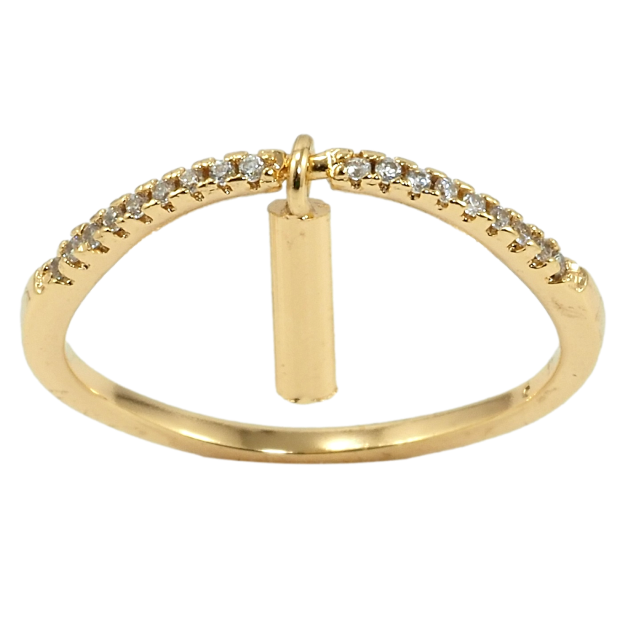 Каблучка Xuping Позолота 18K Доріжка цирконію з підвіскою циліндр фото №1 Каблучка Xuping Позолота 18K Доріжка цирконію з підвіскою циліндр фото №1