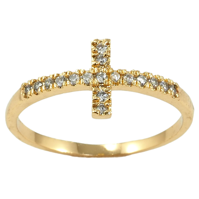 Каблучка Xuping Позолота 18K Хрестик з цирконієм фото №1 Каблучка Xuping Позолота 18K Хрестик з цирконієм фото №1