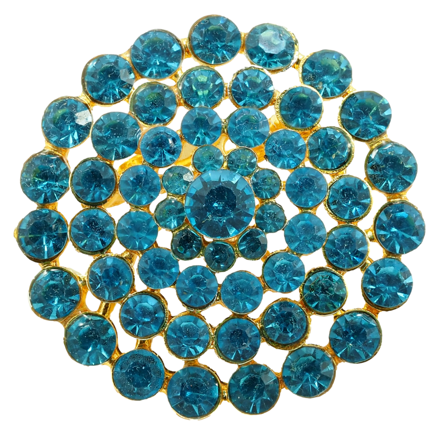 Брошка Квітка з бірюзових страз фото №1