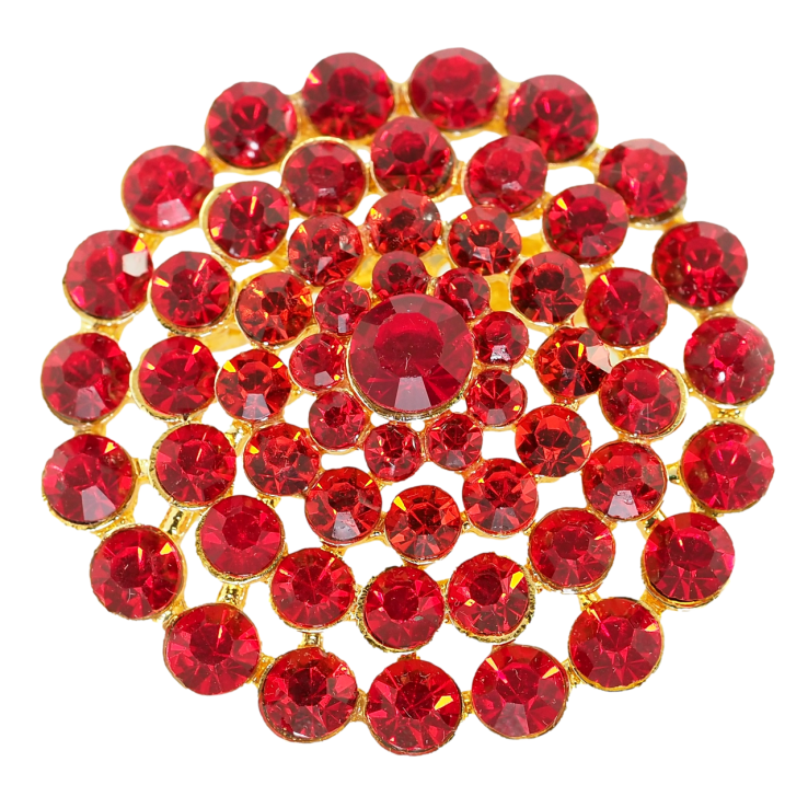 Брошь Цветок из красных страз фото №14