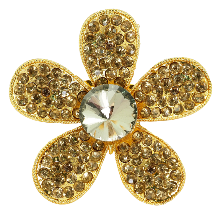 Брошка Квітка із золотистих страз фото №2