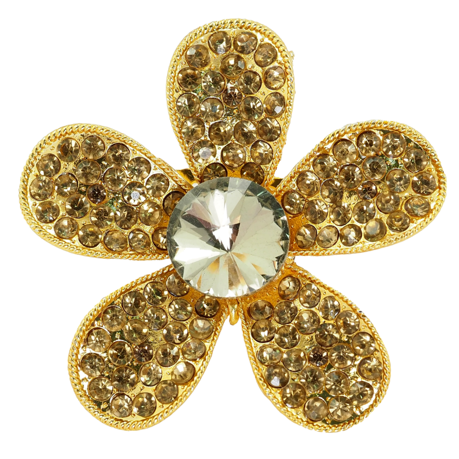Брошка Квітка із золотистих страз фото №1
