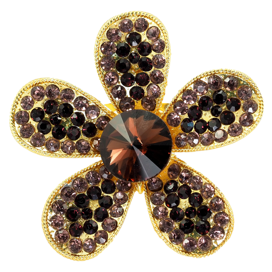 Брошка Квітка з бордових страз фото №1