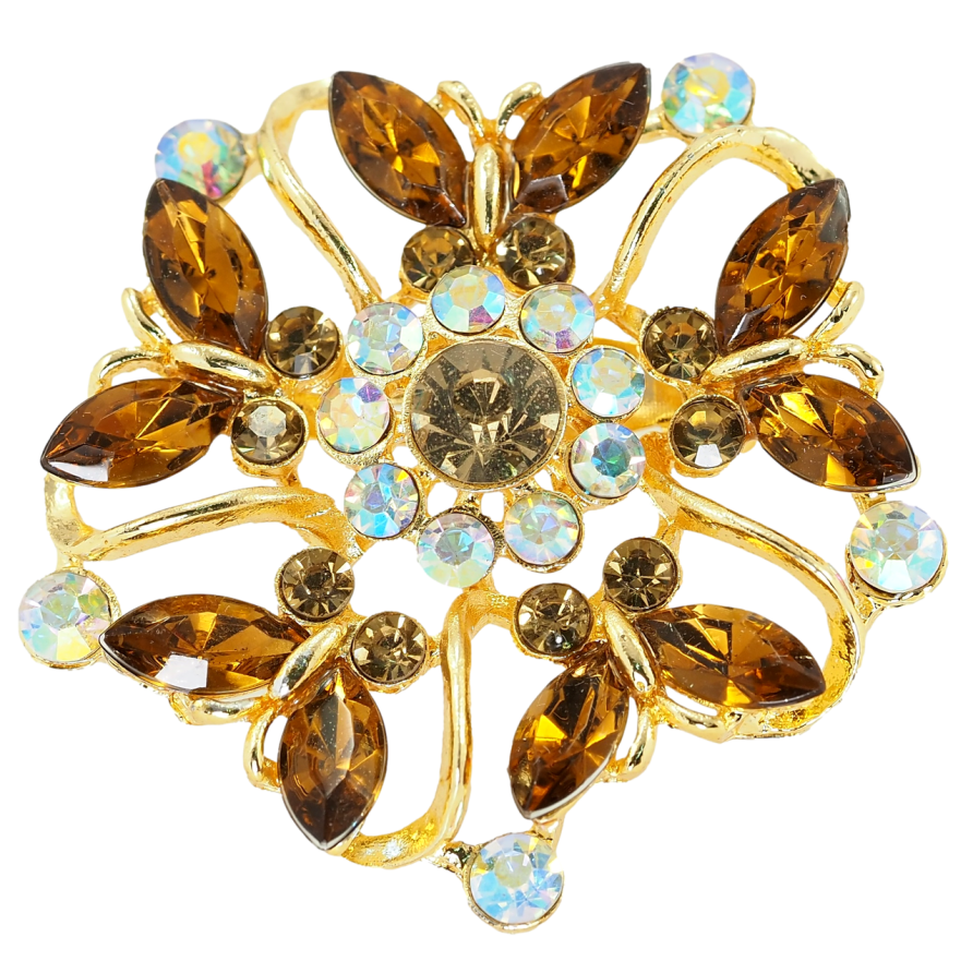 Брошка Вальс метеликів із коричневих страз фото №1