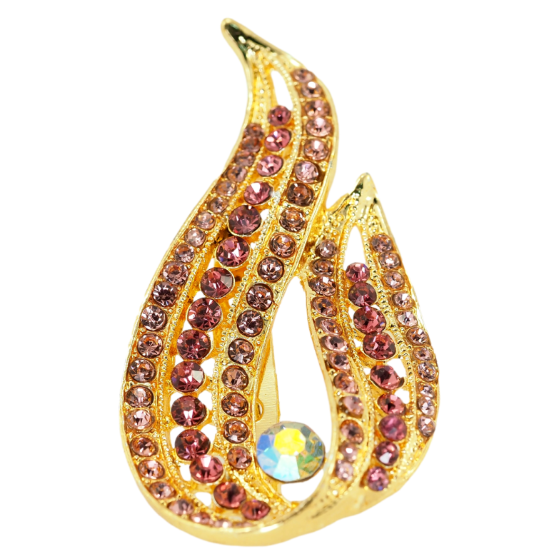 Брошка Вогник з рожевими стразами фото №1