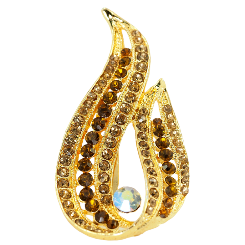 Брошка Вогник з коричневими стразами фото №5