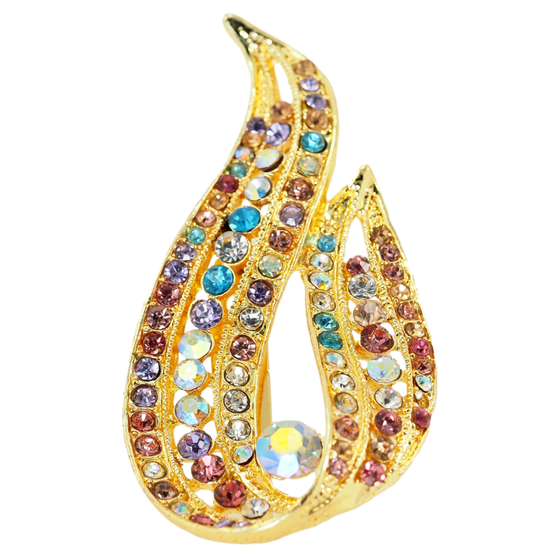 Брошка Вогник з різнокольоровими стразами фото №7