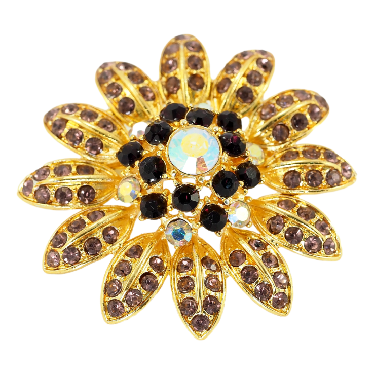 Брошка Квітка з бордовими стразами фото №7