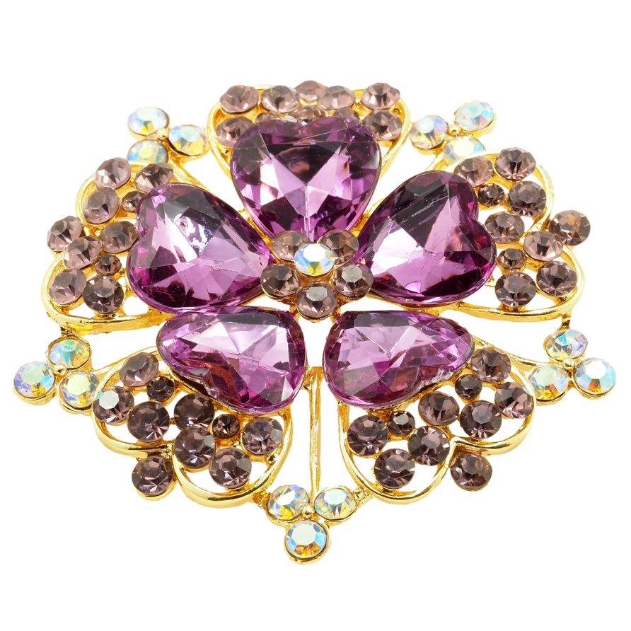 Брошка Квітка з бордовими стразами фото №1