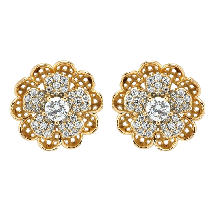 Сережки Xuping Позолота 18K пусети Квіточки з цирконієм фото №17
