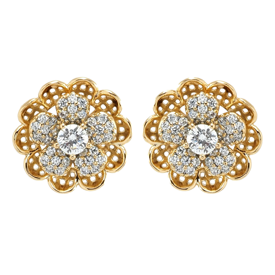 Сережки Xuping Позолота 18K пусети Квіточки з цирконієм фото №1