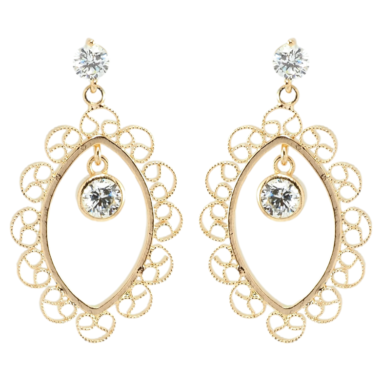 Серьги Xuping Позолота 18K пусеты Ажурные подвески с фианитами фото №1