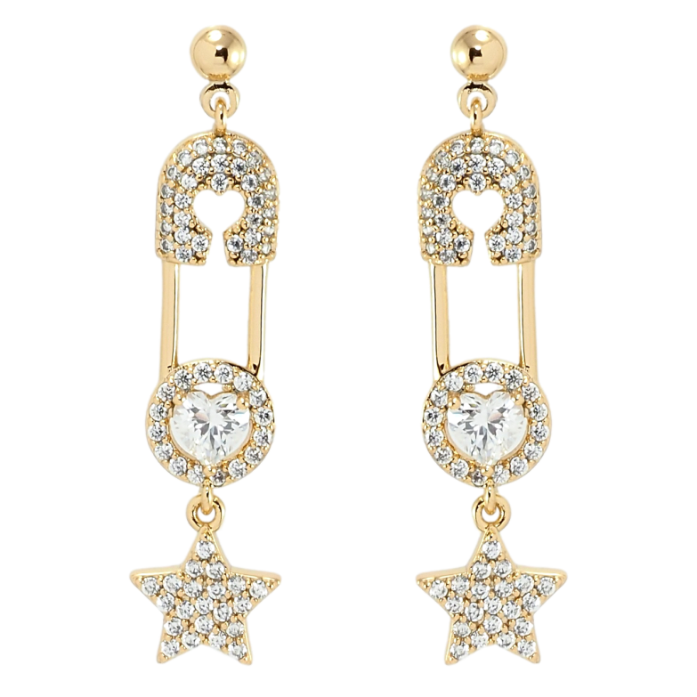 Сережки Xuping Позолота 18K пусети Зірки на шпильці з цирконієм фото №1