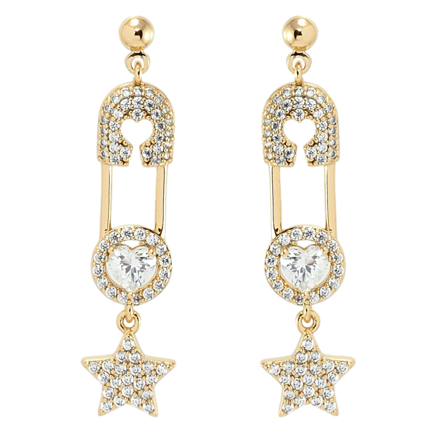 Серьги Xuping Позолота 18K пусеты Звезды на булавке с цирконием фото №1