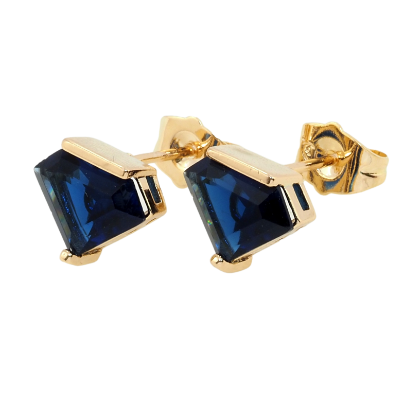 Серьги Xuping Позолота 18K пусеты Синие фианиты фото №1