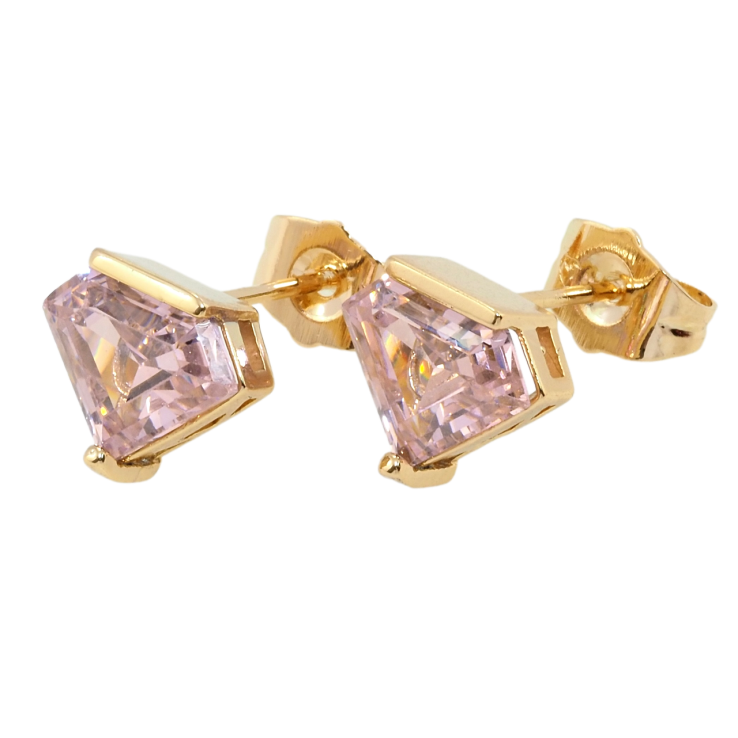 Серьги Xuping Позолота 18K пусеты Розовые фианиты фото №19