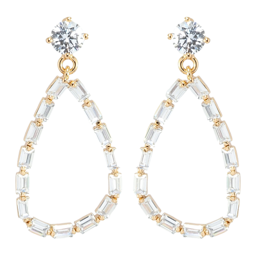 Сережки Xuping Позолота 18K пусети Крапельки з фіанітів фото №1