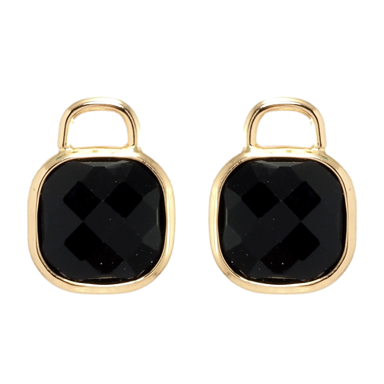 Серьги Xuping Позолота 18K пусеты Черные кристаллы фото №1