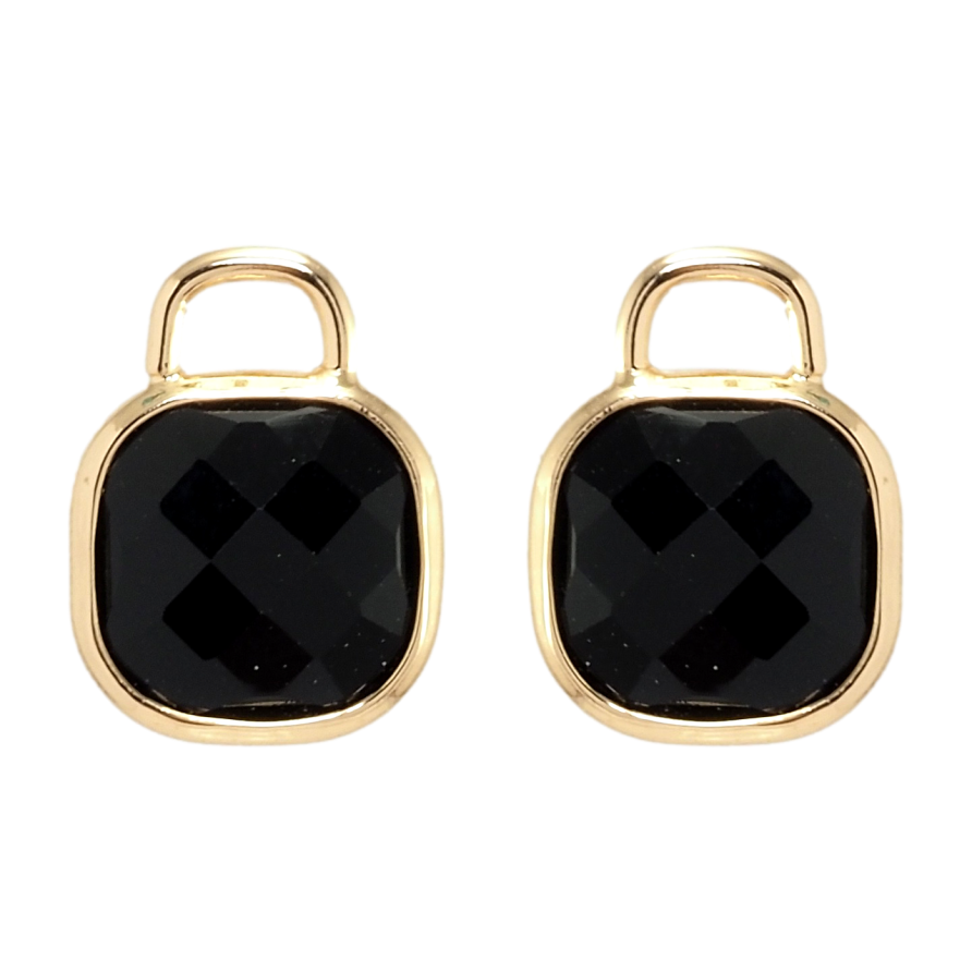Серьги Xuping Позолота 18K пусеты Черные кристаллы фото №1