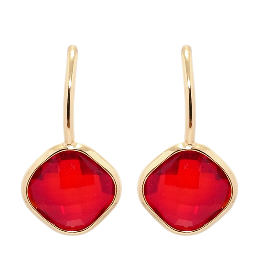 Серьги Xuping Позолота 18K пусеты Красные фианиты фото №1