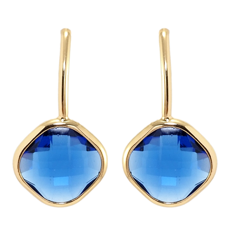 Серьги Xuping Позолота 18K пусеты Синие фианиты фото №8