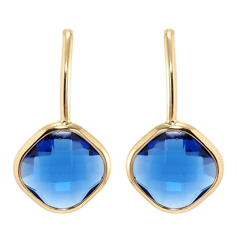 Сережки Xuping Позолота 18K пусети Сині фіаніти фото №2