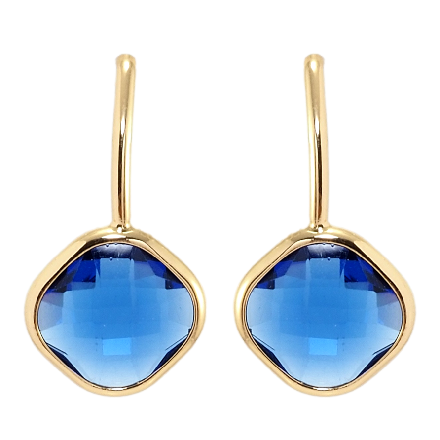 Серьги Xuping Позолота 18K пусеты Синие фианиты фото №1