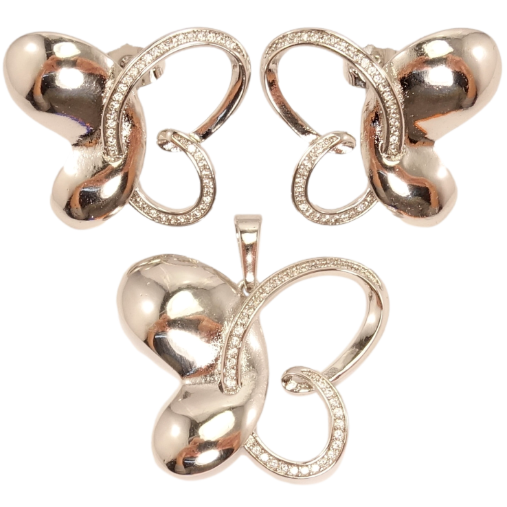 Набір Xuping Родій Сережки Кулон Метелики Лита Половина Крильєв фото №14