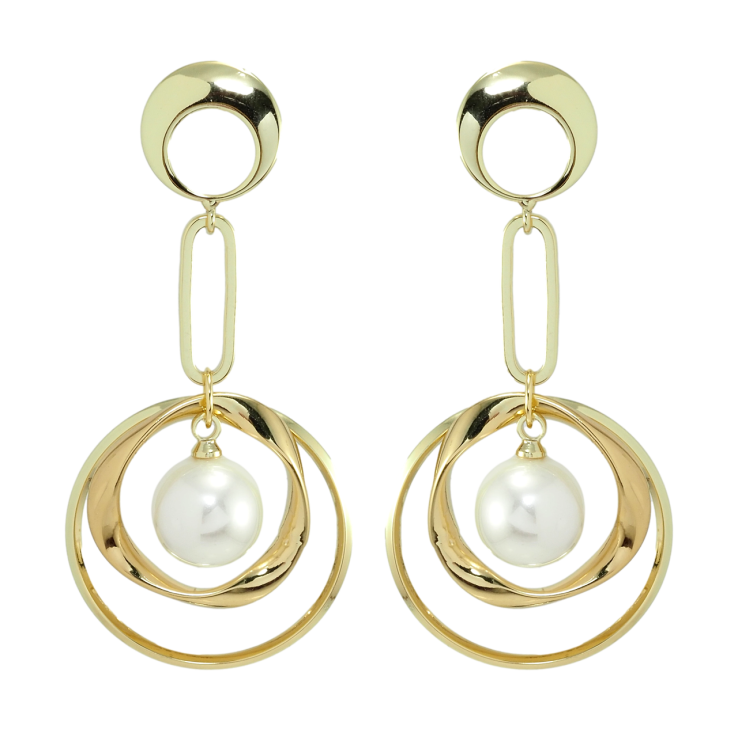 Серьги Xuping Позолота 14K пусеты Колечки с жемчужинами фото №21