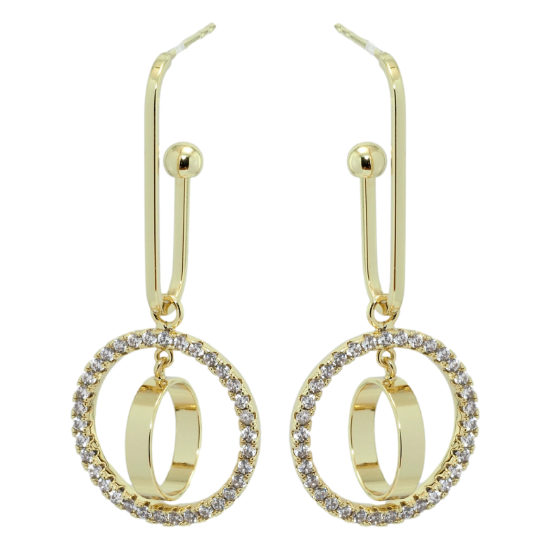 Сережки Xuping Позолота 14K пусети колечки з цирконієм фото №2