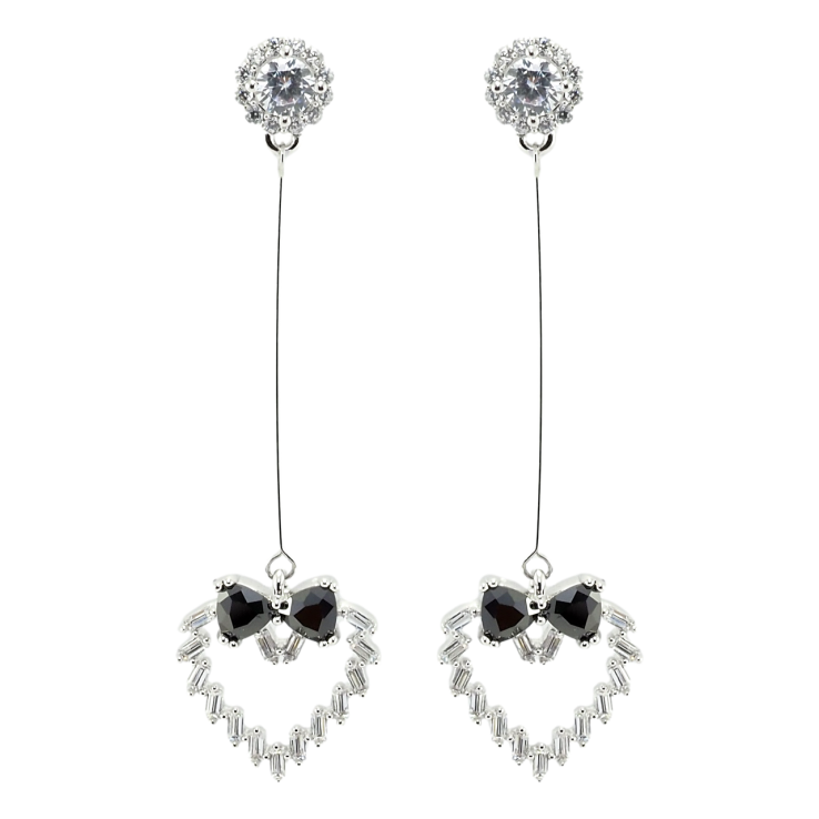 Серьги Xuping Родий пусеты Подвески сердца с бантиком фото №17