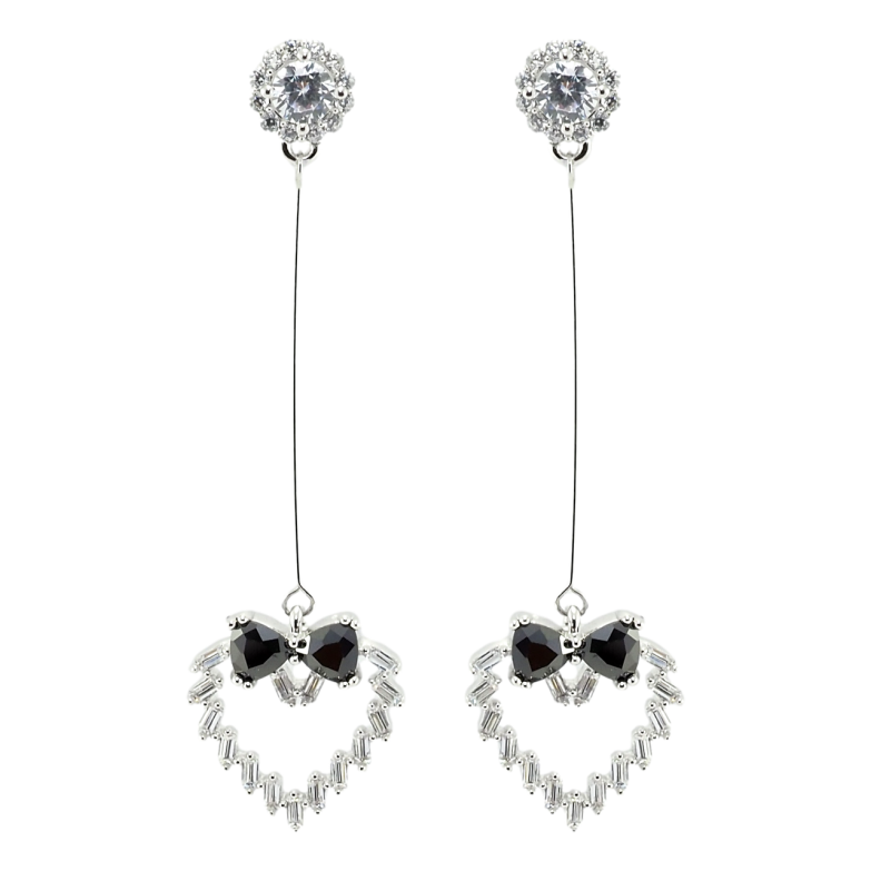 Серьги Xuping Родий пусеты Подвески сердца с бантиком фото №2