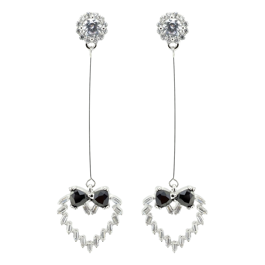 Серьги Xuping Родий пусеты Подвески сердца с бантиком фото №1