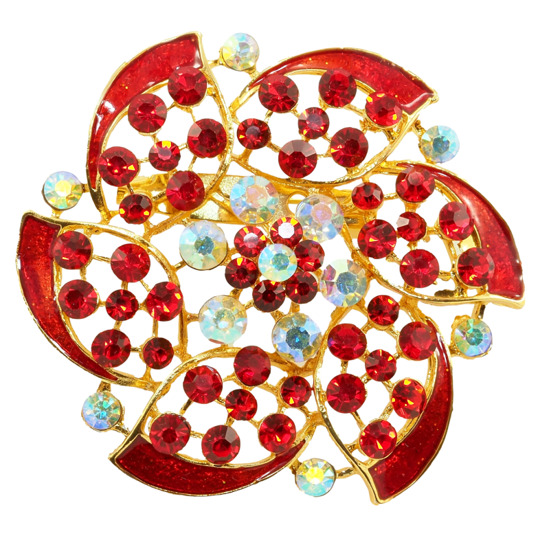 Брошь Красный цветок фото №5