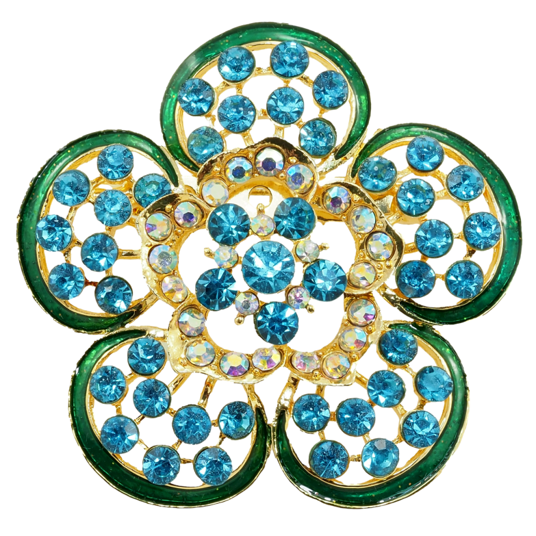 Брошь Бирюзовый цветок фото №3