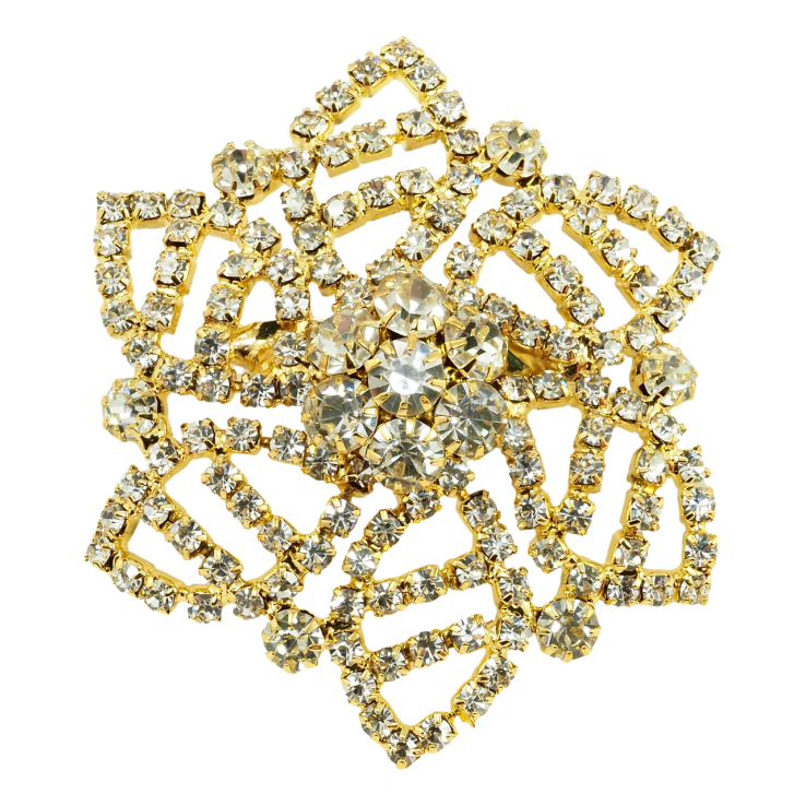 Брошь Снежинка с белыми стразами фото №4