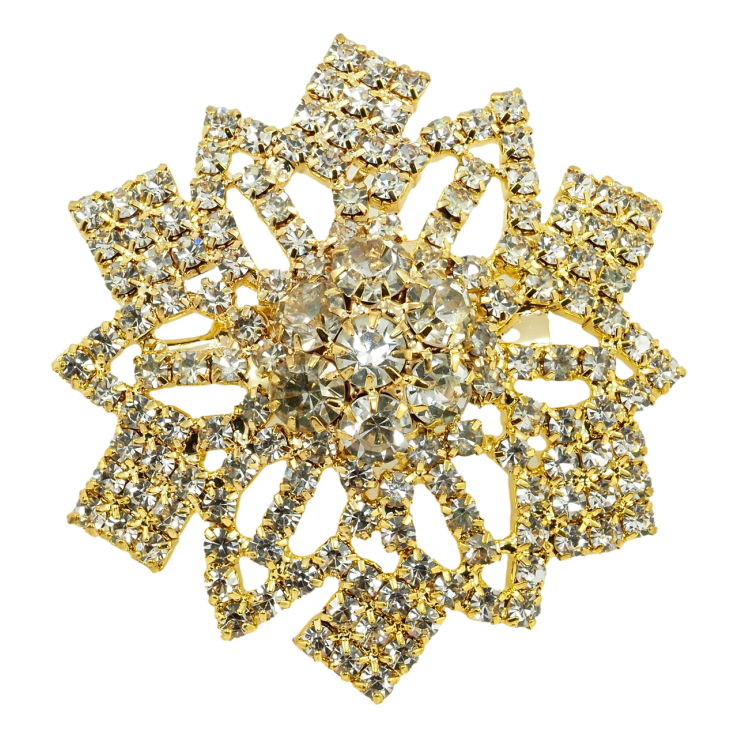 Брошка Квіточка з білими стразами фото №8