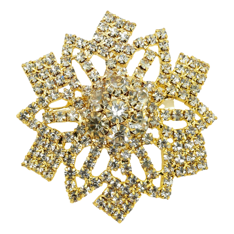 Брошка Квіточка з білими стразами фото №8